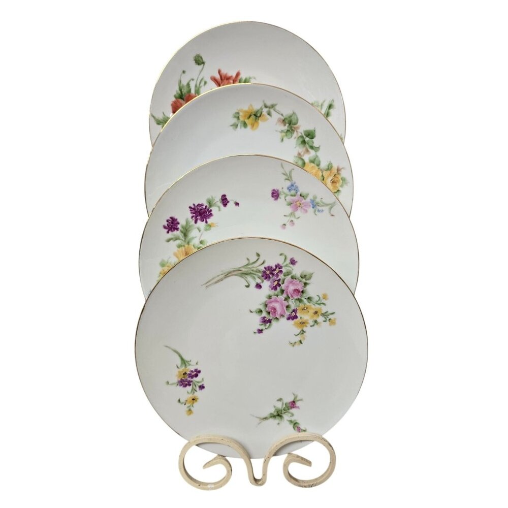 4 Sylvia M Courtwright 1943 Bavarian Floral Decorative Plates Handpainted